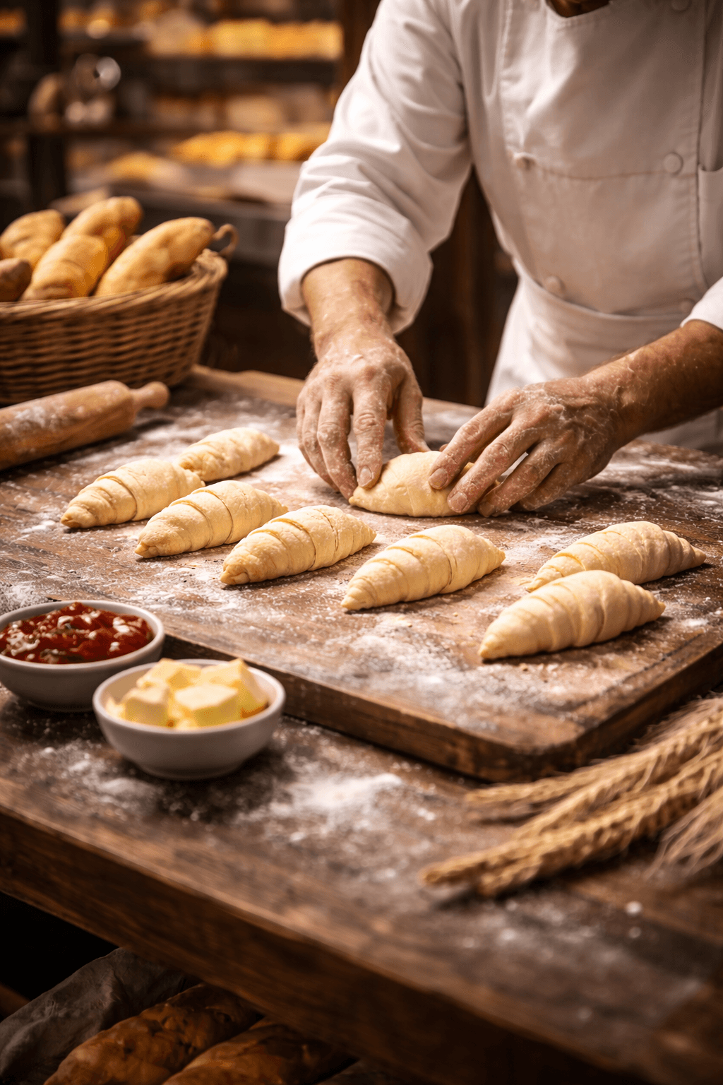 Baguettes fraîches en boulangerie